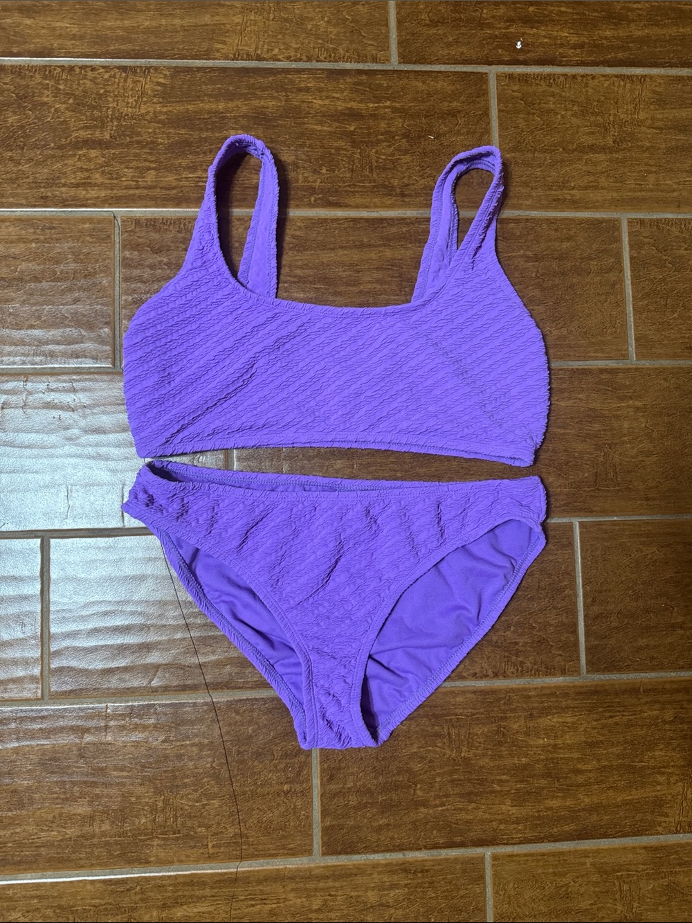 SHEIN Purple Textured Two-Piece Bikini Set